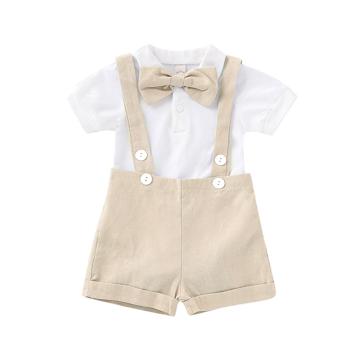 Baby Boys Gentleman Outfit Summer Clothing Set -Beige