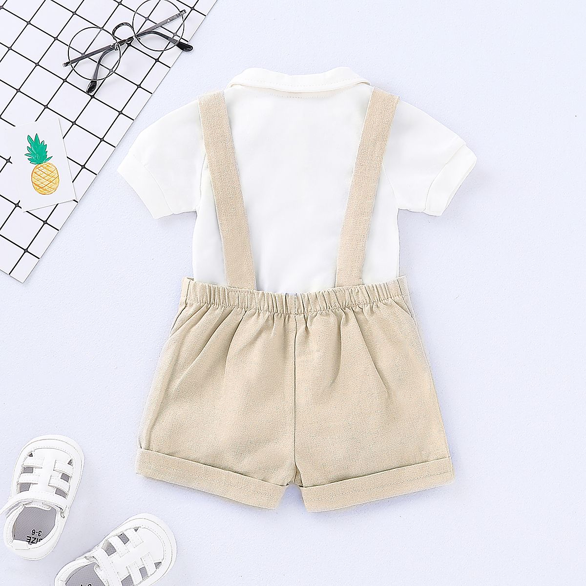 Baby Boys Gentleman Outfit Summer Clothing Set -Beige