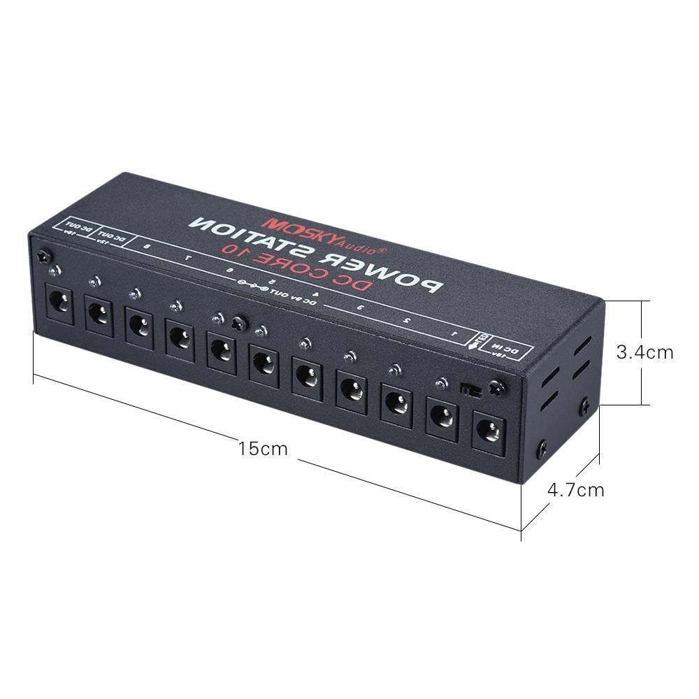 MOSKYAudio Mini Power Supply Station 10 Isolated DC Outputs for 9V 12V 18V Guitar Effect with Power Cables
