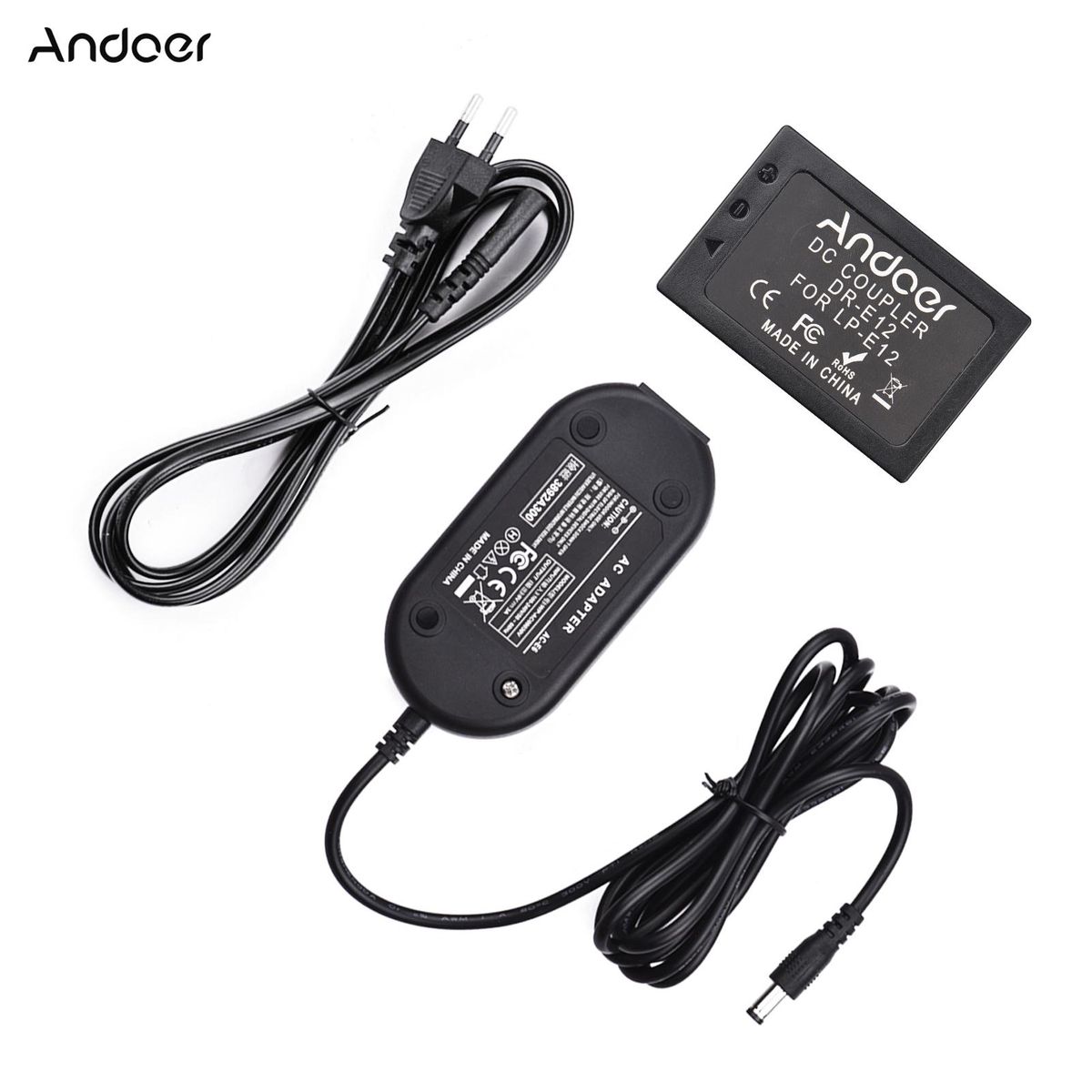 Andoer DR-E12 Dummy Battery AC Power Adapter Camera Power Supply with Power Plug Replacement for Canon EOS M100 M M2 M10 M50