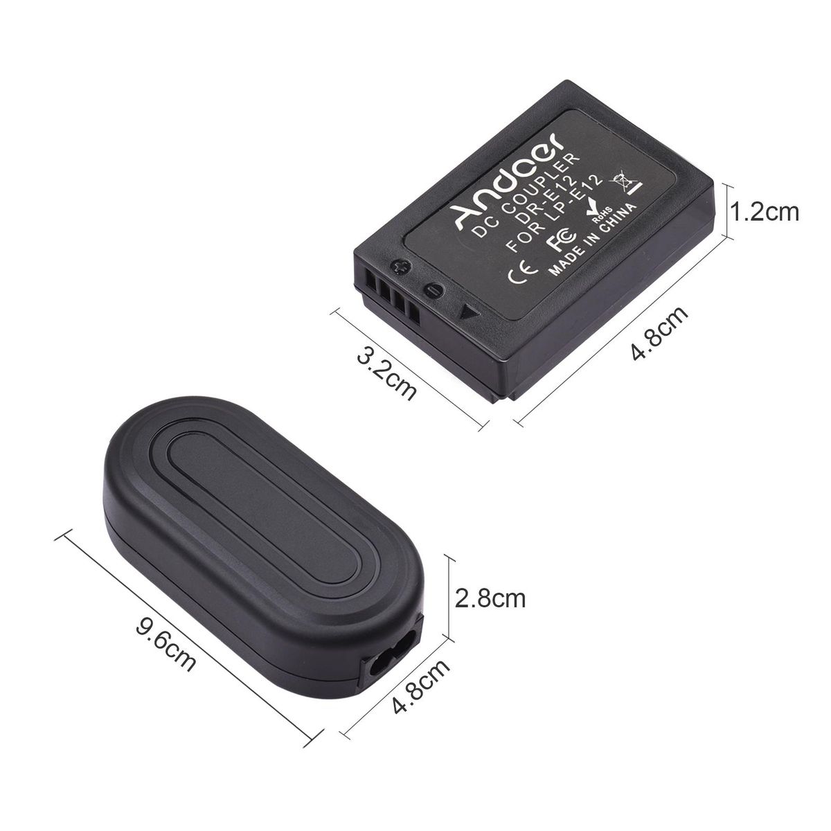 Andoer DR-E12 Dummy Battery AC Power Adapter Camera Power Supply with Power Plug Replacement for Canon EOS M100 M M2 M10 M50