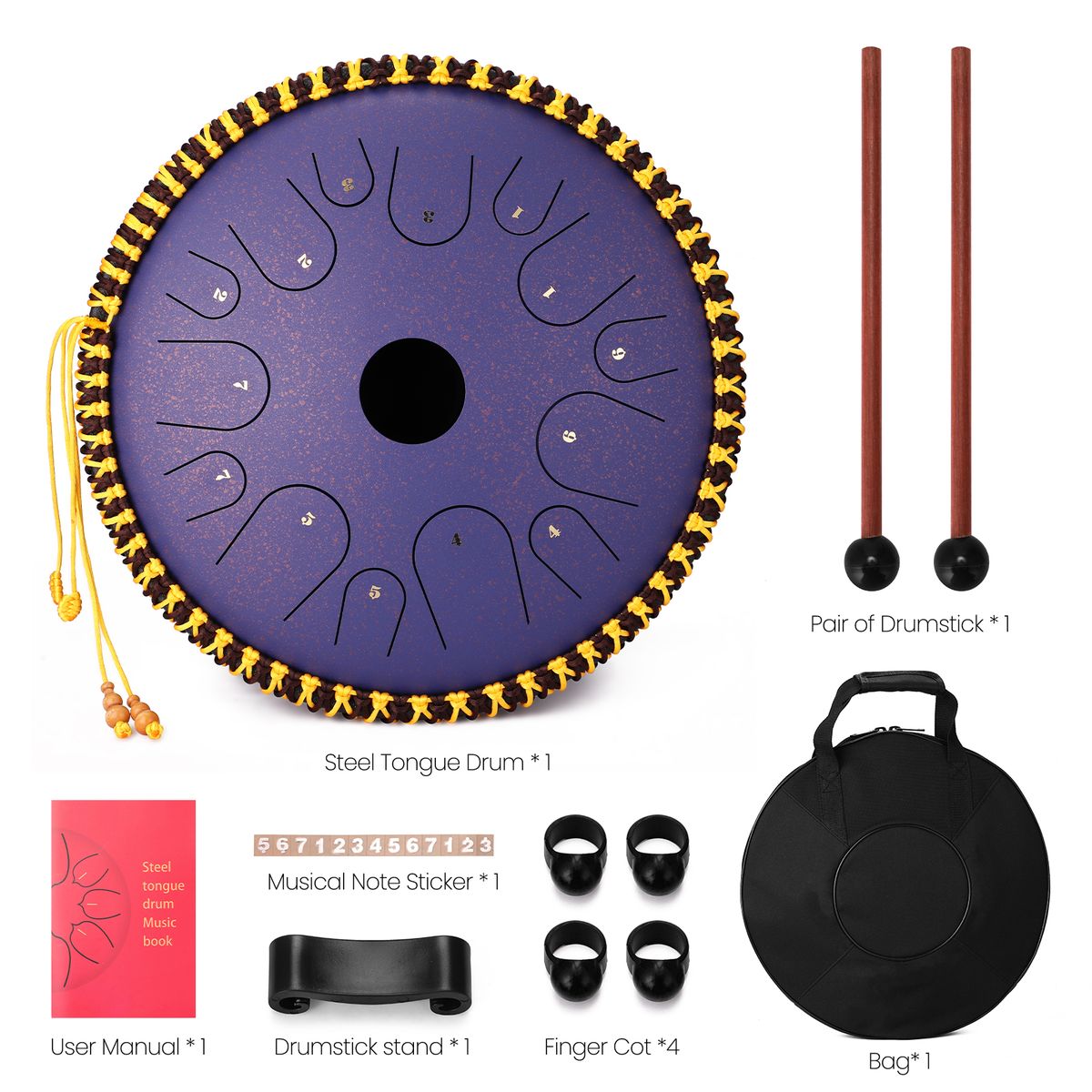 14 Inch 14-Tone Carbon Steel Tongue Drum Hand Pan Drums With