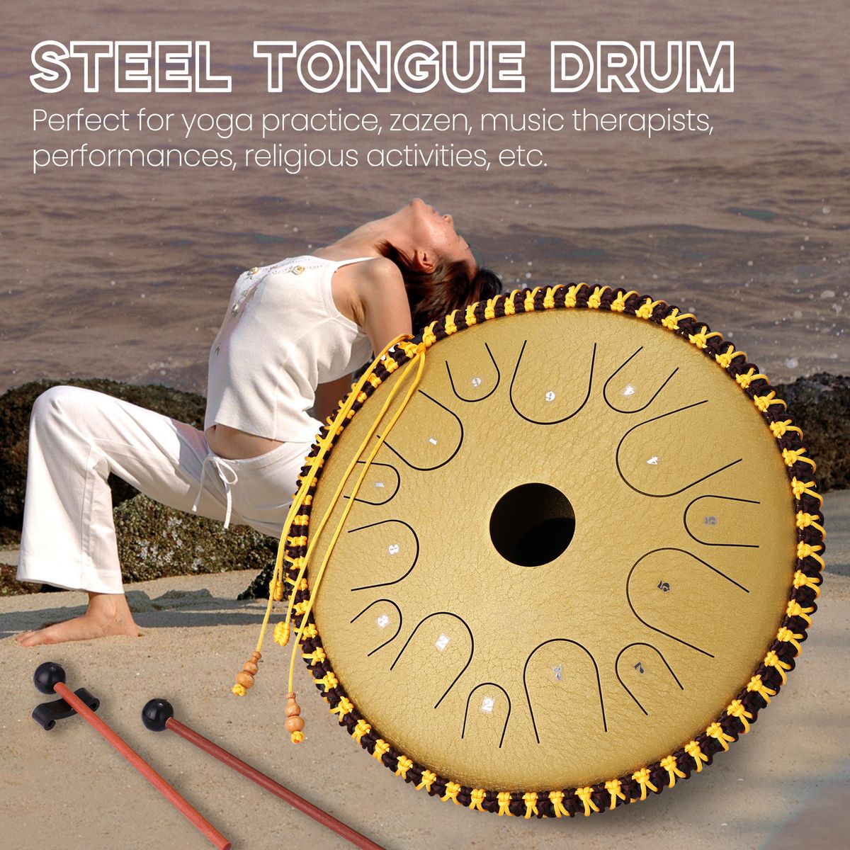 14 Inch 14-Tone Carbon Steel Tongue Drum Hand Pan Drums With
