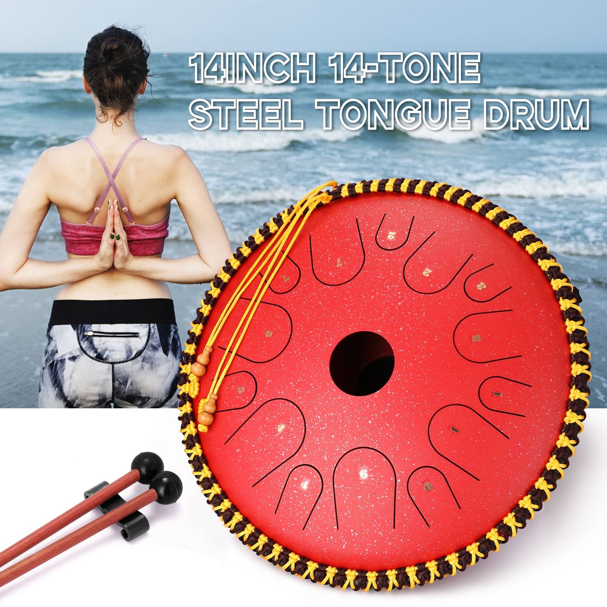 14 Inch 14-Tone Carbon Steel Tongue Drum Hand Pan Drums With