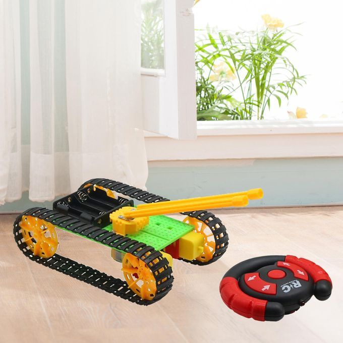 RC Tanks Kids Remote Control Cars Toys DIY Kit Yellow Fast Maneuver
