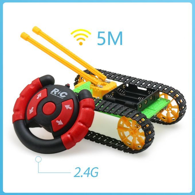 RC Tanks Kids Remote Control Cars Toys DIY Kit Yellow Fast Maneuver