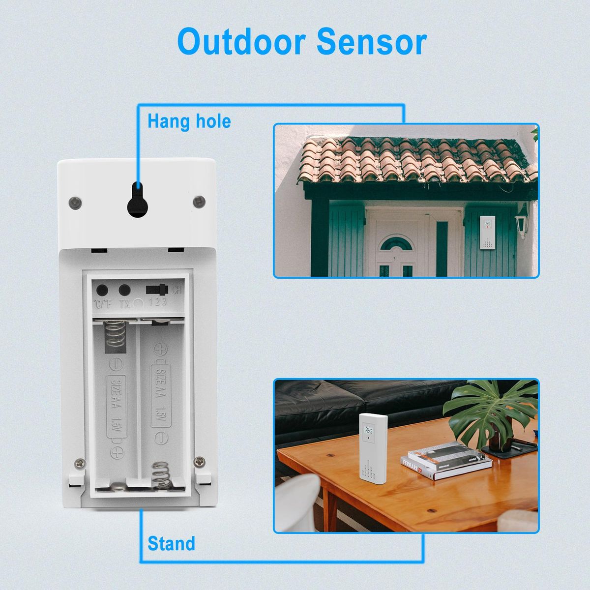 Wireless Indoor Outdoor Hygrometer Thermometer Temperature Humidity Display Monitor Digital Weather Forecast Station Clock Atomic Alarm Clock with Colorful Touchscreen Adjustable Backlight