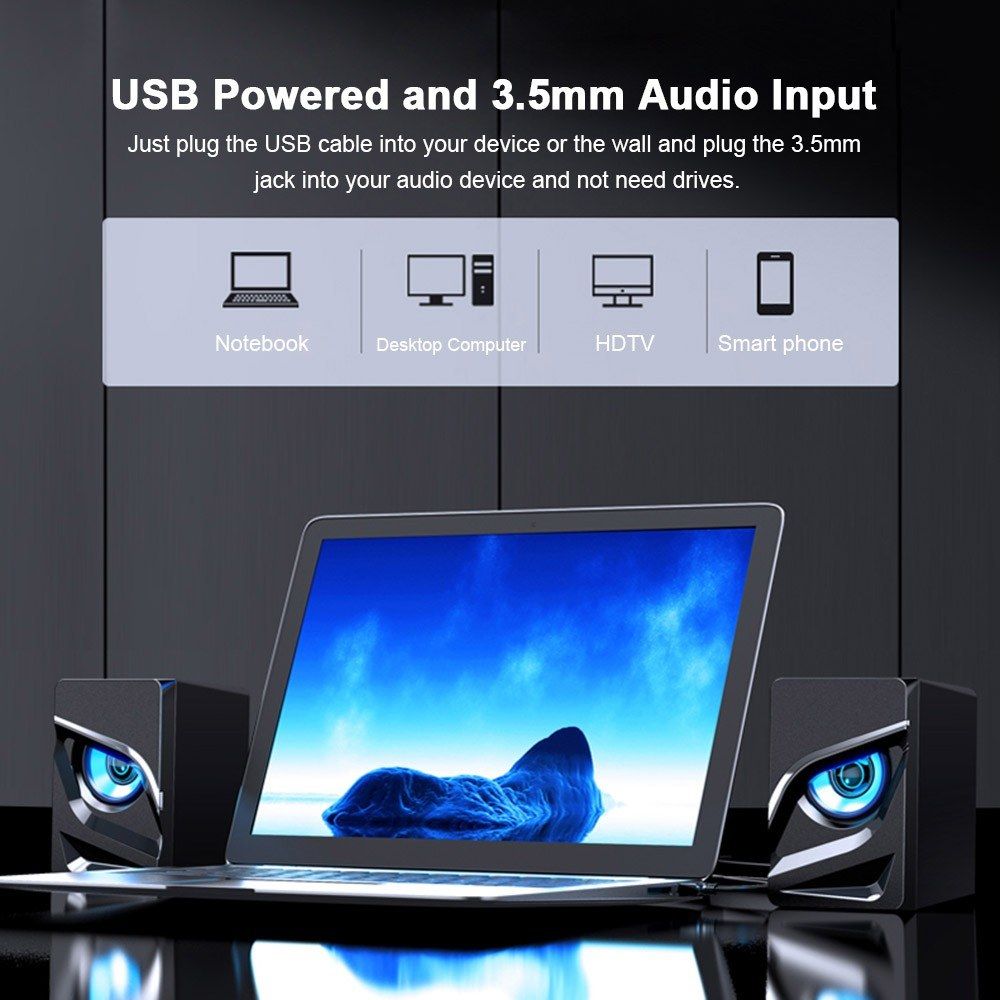 V128 Mini USB 2.1 Stereo Sound Speaker Desktop Computer