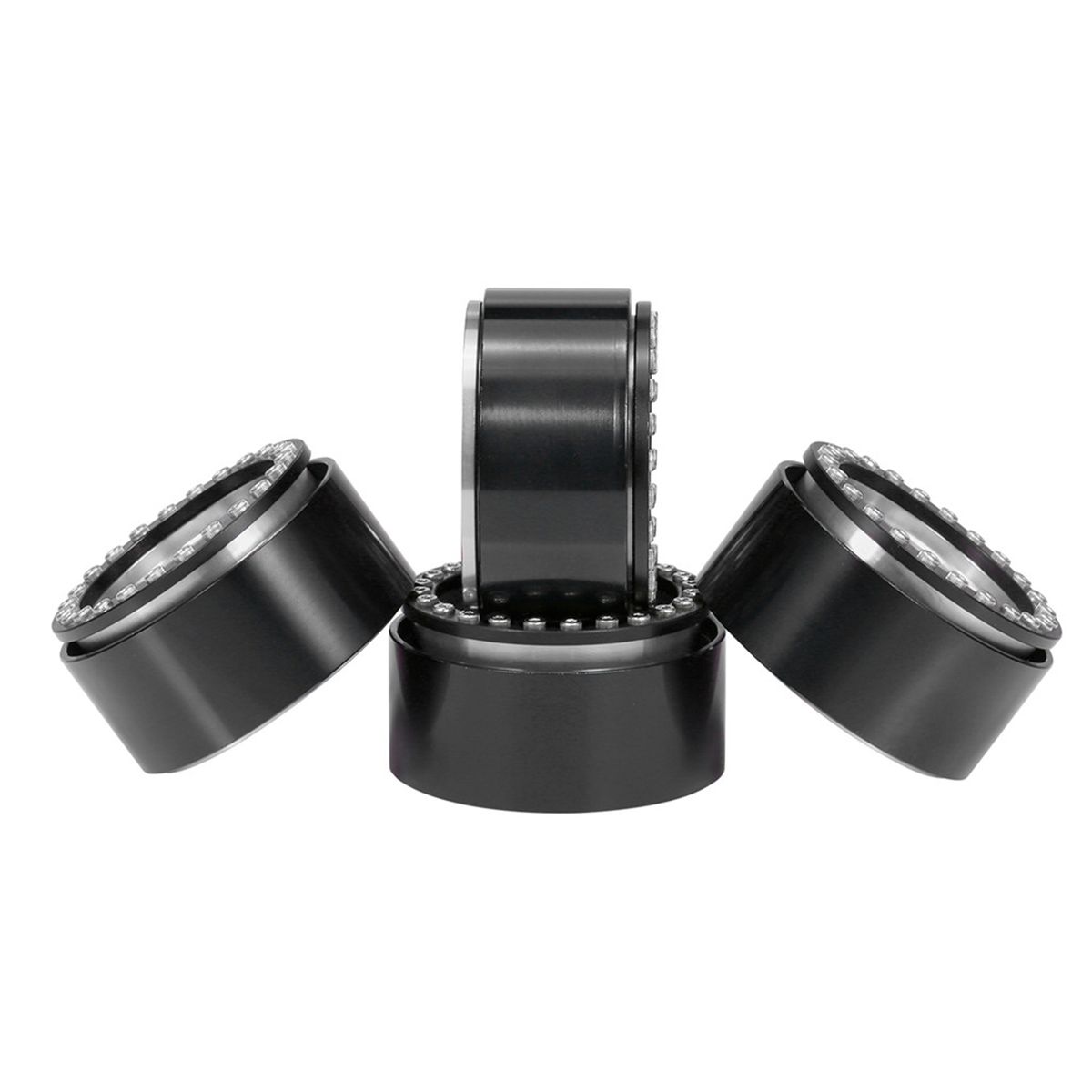 4 Pcs Toy Hub Model Round Shape Lock Catch Wheel Rim Model Black