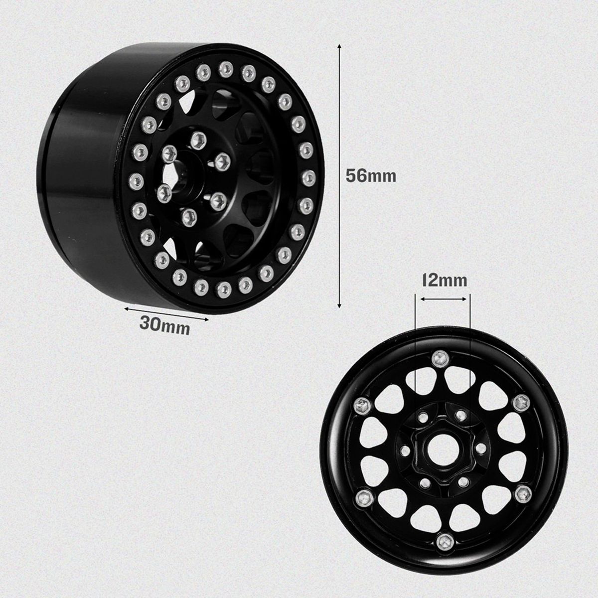 4 Pcs Toy Hub Model Round Shape Lock Catch Wheel Rim Model Black
