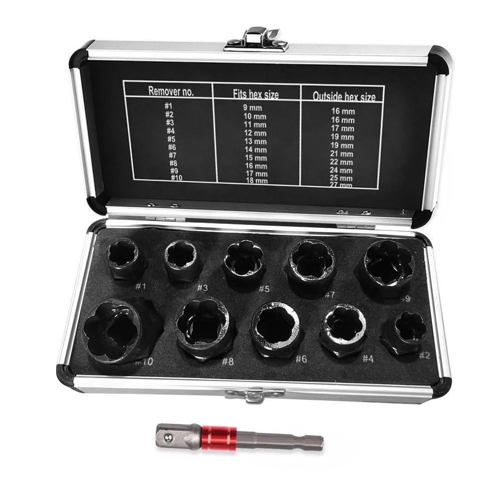 11PCS Impact Bolt   Nut Remover Set Bolt Extractor Removal