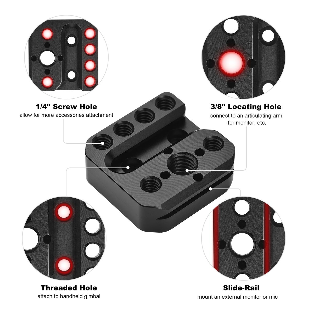 Monitor Mount Holder Mounting Plate With 1/4 Inch Thread 3/8