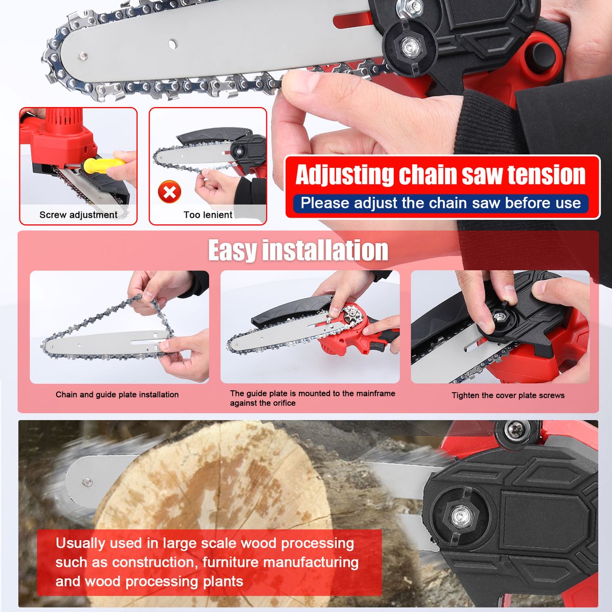 Lithium Chainsaw Chain And Guide Plate Set Electric Chain