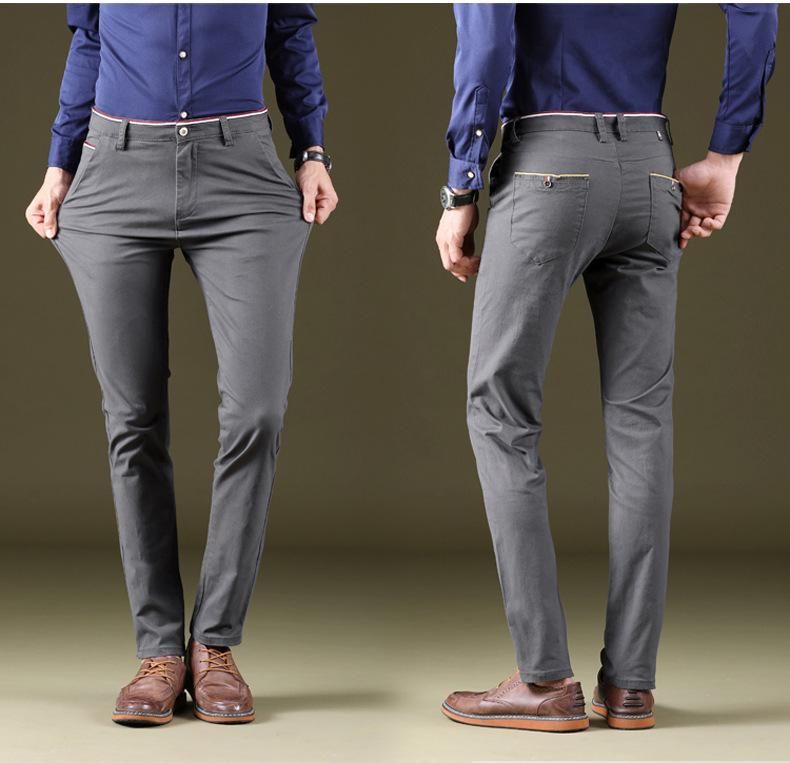 Elastic cotton pants for men Classic shots adjusted in black blue and gray business clothing brand novelty