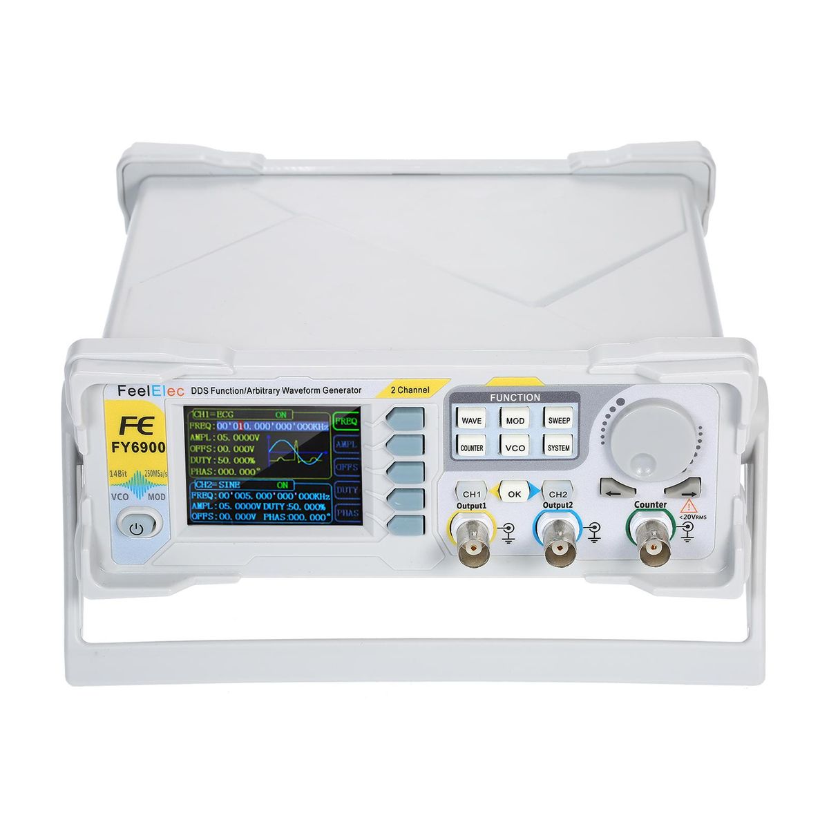 60MHz Function Signal Generator High Precision Digital DDS Dual-channel Function Signal/Arbitrary Waveform Generator Pulse Signal Source 250MSa/s Frequency Meter VCO Burst AM/PM/FM/ASK/FSK/PSK Modulation DDS Generator Functio