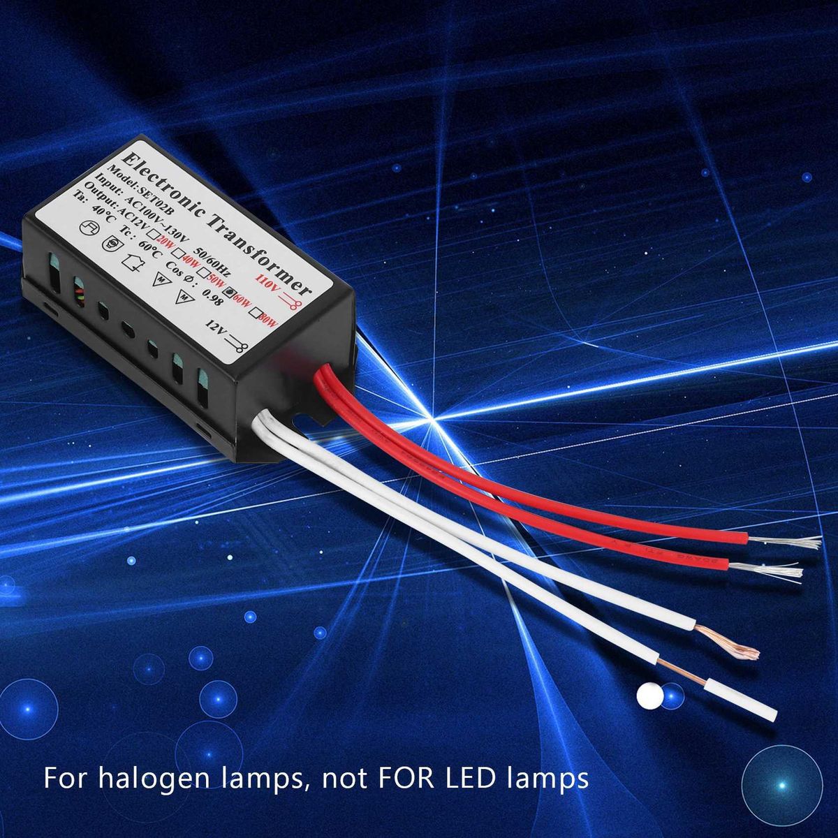 110V to 12V 60W Halogen Light Electronic Transformer Black