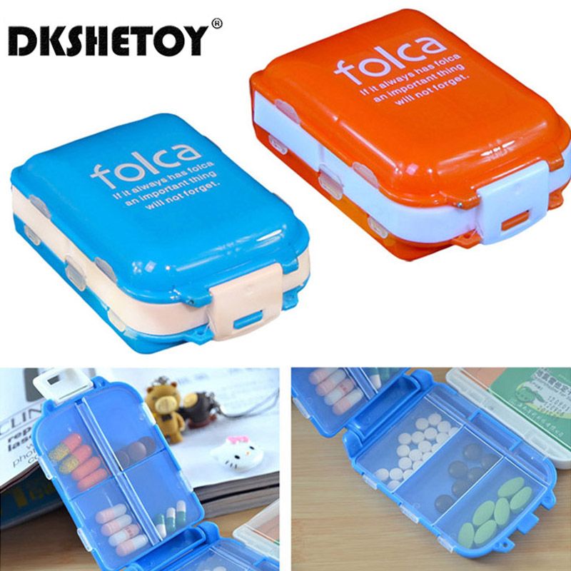 Folding Pill Case Medicine Drug Pills Organizer Storage Boxs Portable Pharmacy Capsule Tablet Container Empty Pillbox Cases Color 1