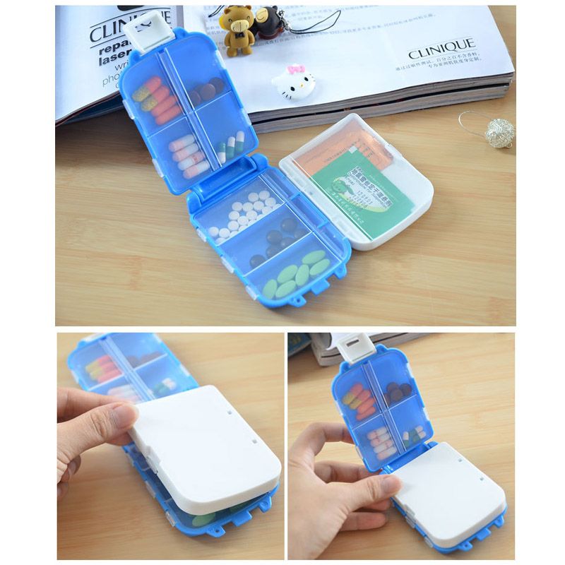 Folding Pill Case Medicine Drug Pills Organizer Storage Boxs Portable Pharmacy Capsule Tablet Container Empty Pillbox Cases Color 1