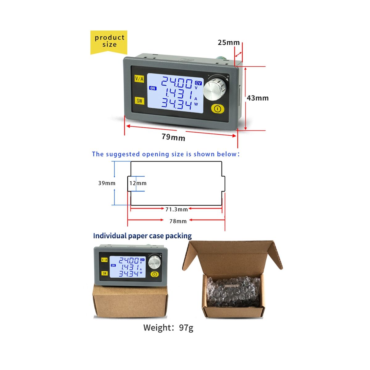 SK35H DC DC Boost Converter CC CV 06-30V 4A 5V 6V12V 24V Power Module Adjustable Regulated Laboratory Power Supply