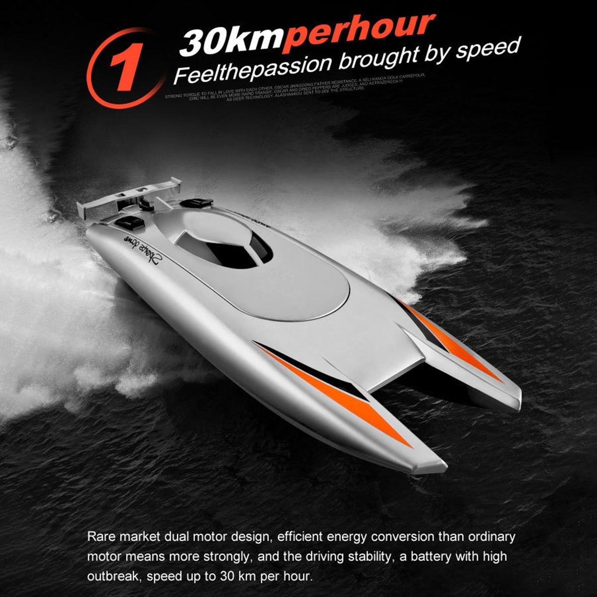 1 Set Remote Control Boat 2.4G Remote Control Speedboat Silver Gray