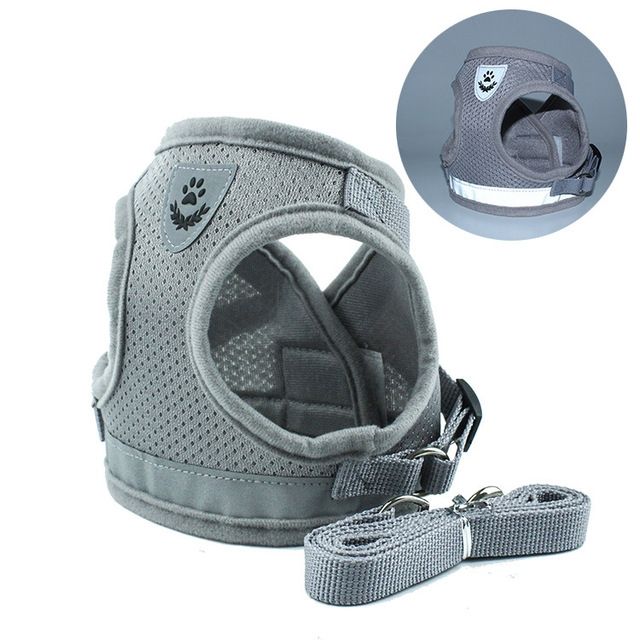 Adjustable Polyester Mesh Reflective Vest Lead Leash For Pet Dog