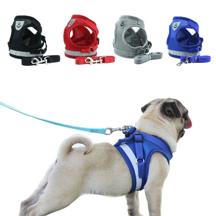 Adjustable Polyester Mesh Reflective Vest Lead Leash For Pet Dog