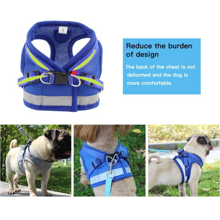 Adjustable Polyester Mesh Reflective Vest Lead Leash For Pet Dog
