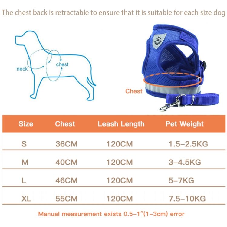 Adjustable Polyester Mesh Reflective Vest Lead Leash For Pet Dog