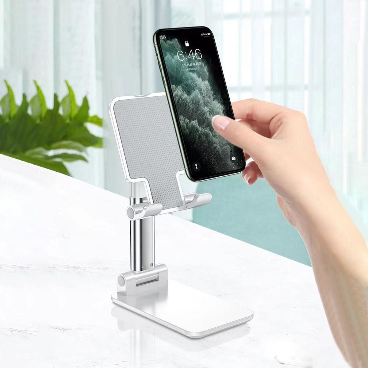 Desk Phone Stand Smooth Surface Cellphone Bracket White