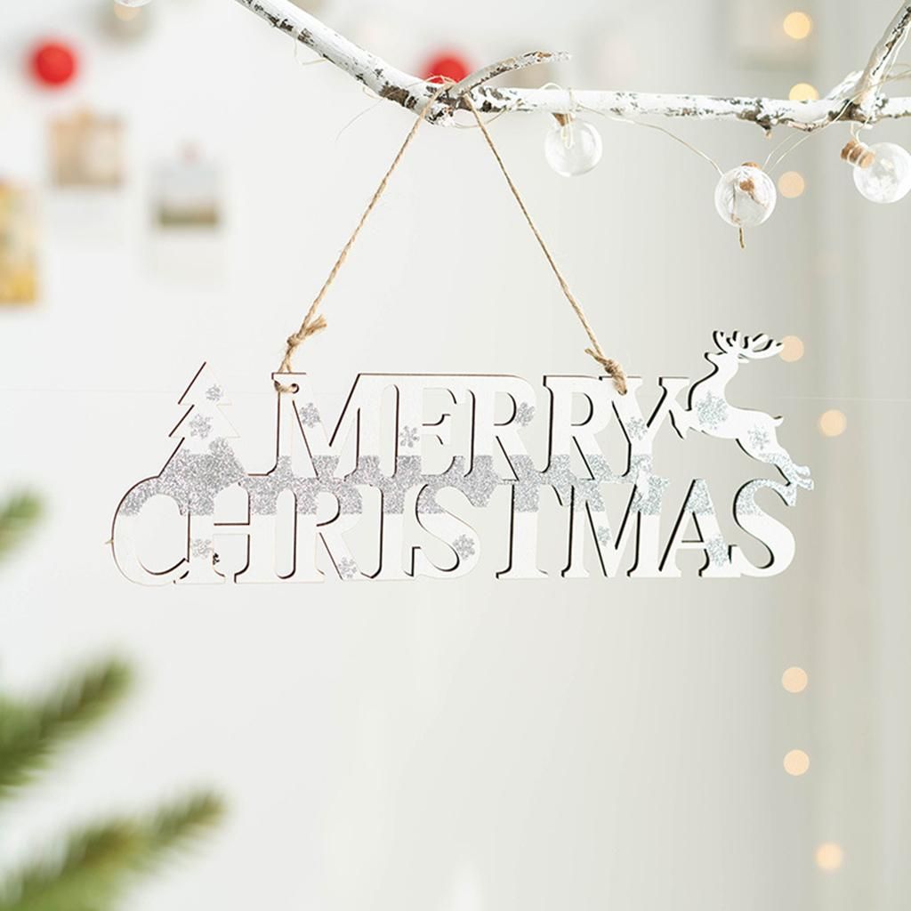 Christmas Letter Card Pendant Wooden White Holiday Gift