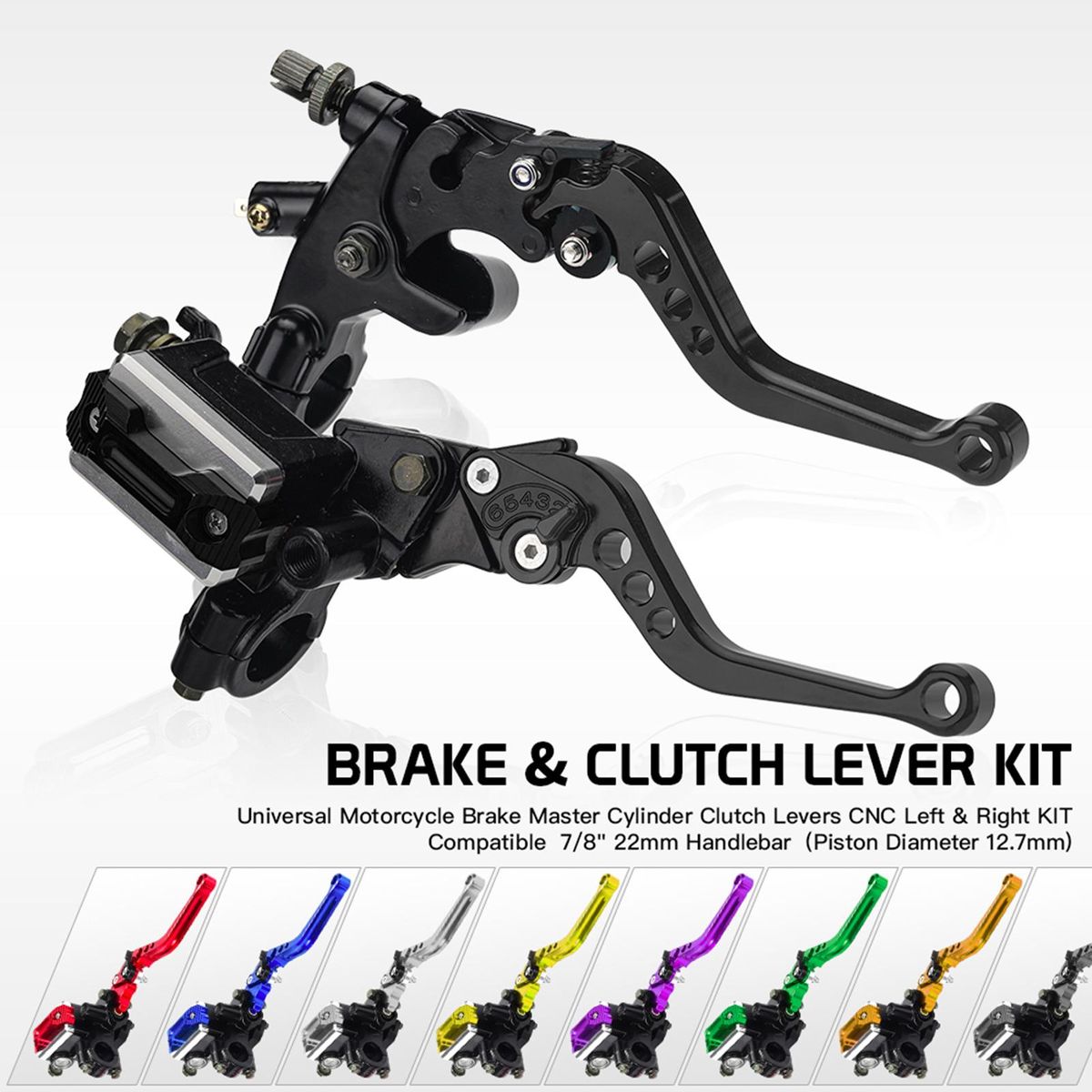 Motorcycle 7/8in 22mm Handlebar Brake Master Cylinder Clutch Lever CNC Left Right Set Motorcycle Clutch Brake Lever Set for Motorcycle Street Bike Sports Bike Chopper Cruiser Cafe Racer