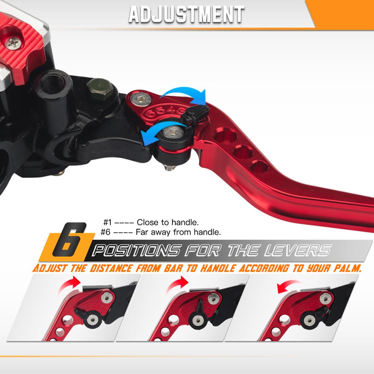 Motorcycle 7/8in 22mm Handlebar Brake Master Cylinder Clutch Lever CNC Left Right Set Motorcycle Clutch Brake Lever Set for Motorcycle Street Bike Sports Bike Chopper Cruiser Cafe Racer