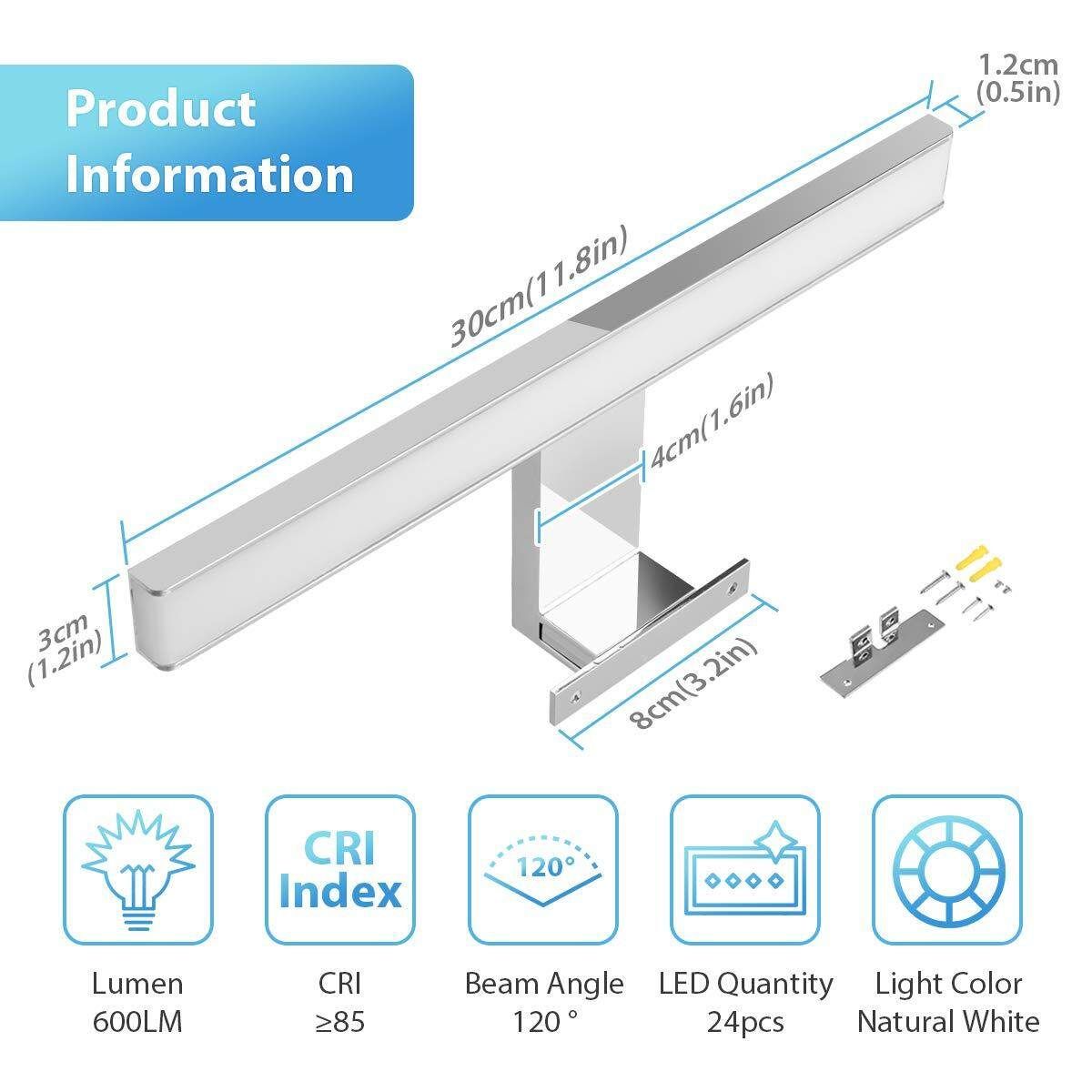 6W/600LM LED Strip Light Kitchen Cabinets Plinth Desk White Mirror Makeup Lamp