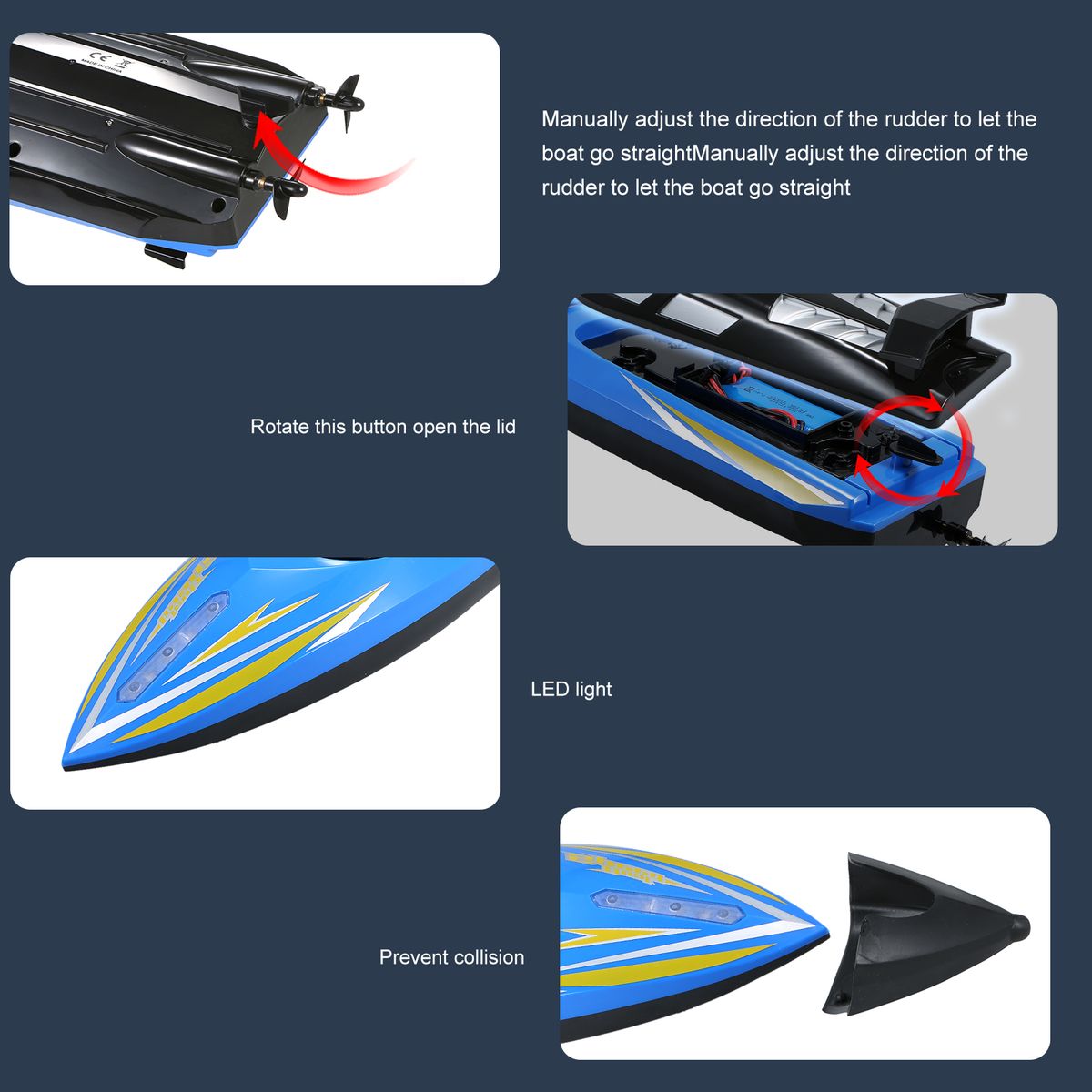 RC Boat Remote Control Boats 25km/h 2.4GHz Large Size RC