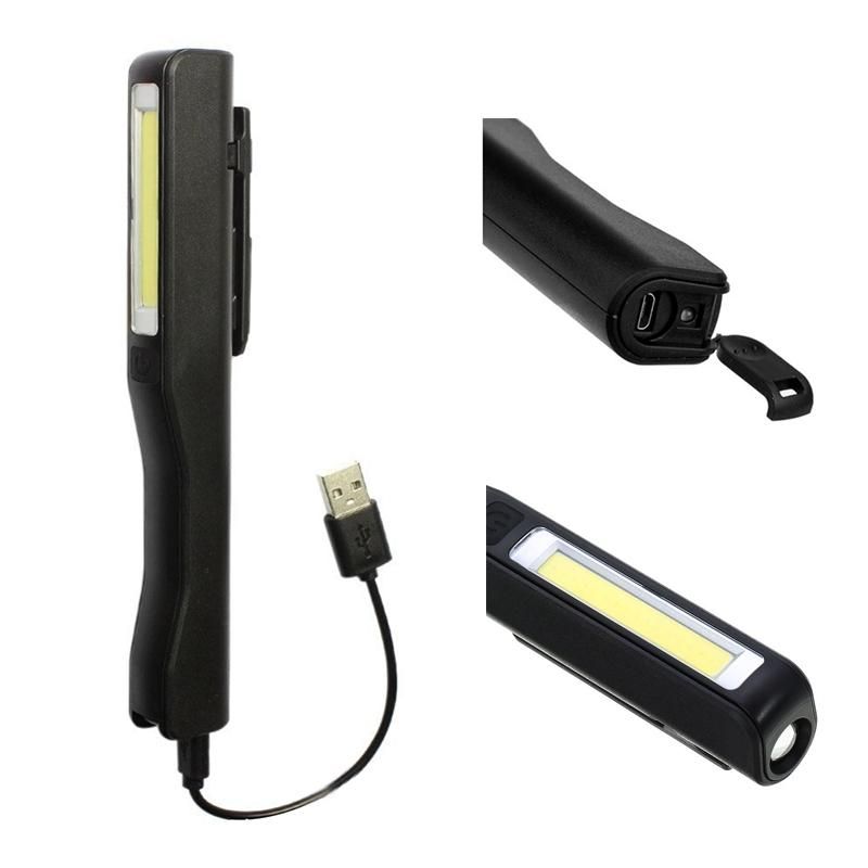 Rechargeable LED COB Portable Camping Work Inspection Light Lamp Hand Torch Magnetic for Household Workshop Automobile Camping black
