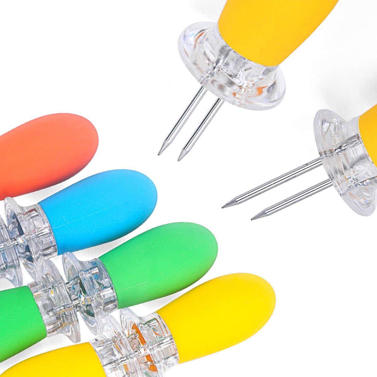4PCS Barbecue Corn Needle Grilling Stainless Steel Corn Cob Holders Reusable BBQ Sweetcorn Holders Corn Holder