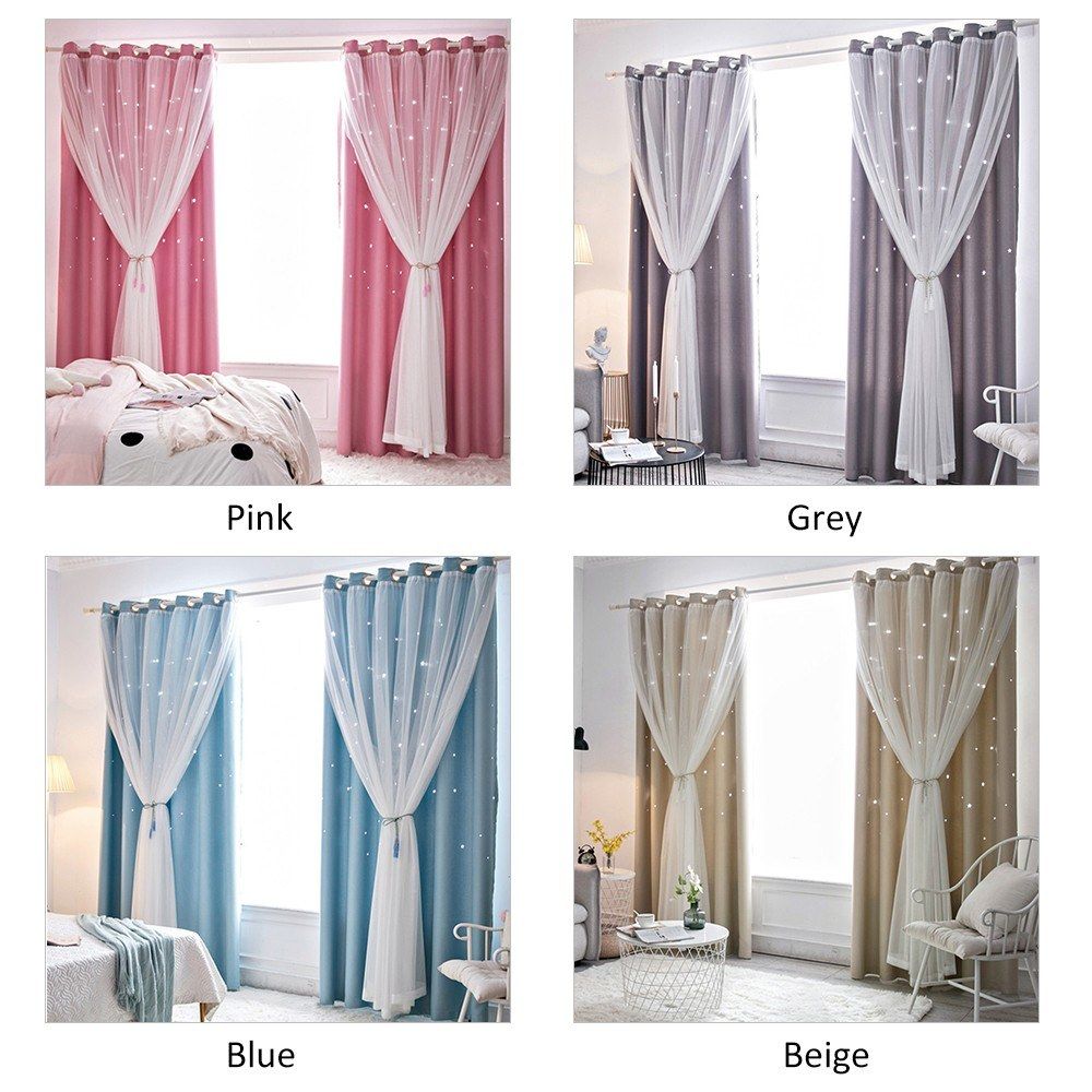Window Curtain Hollowed Out Stars Shading Curtain Drape