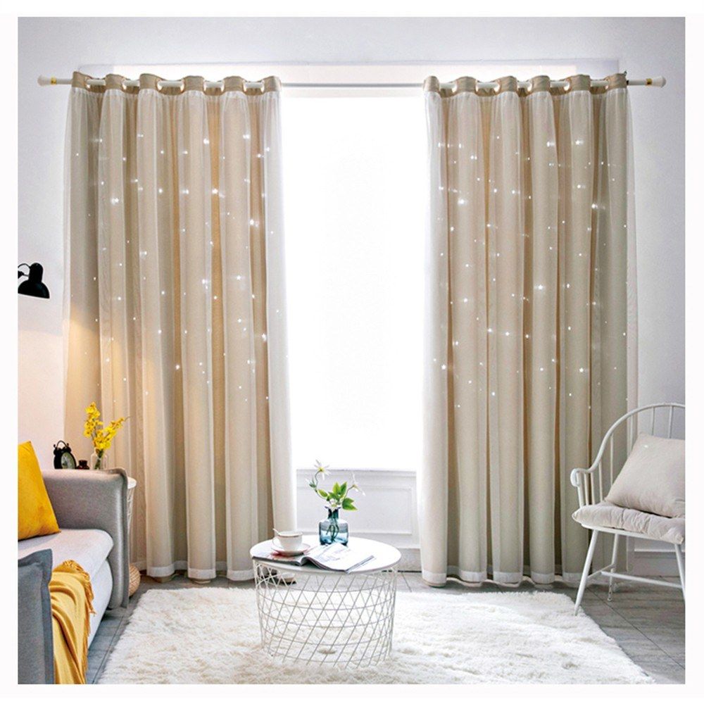 Window Curtain Hollowed Out Stars Shading Curtain Drape