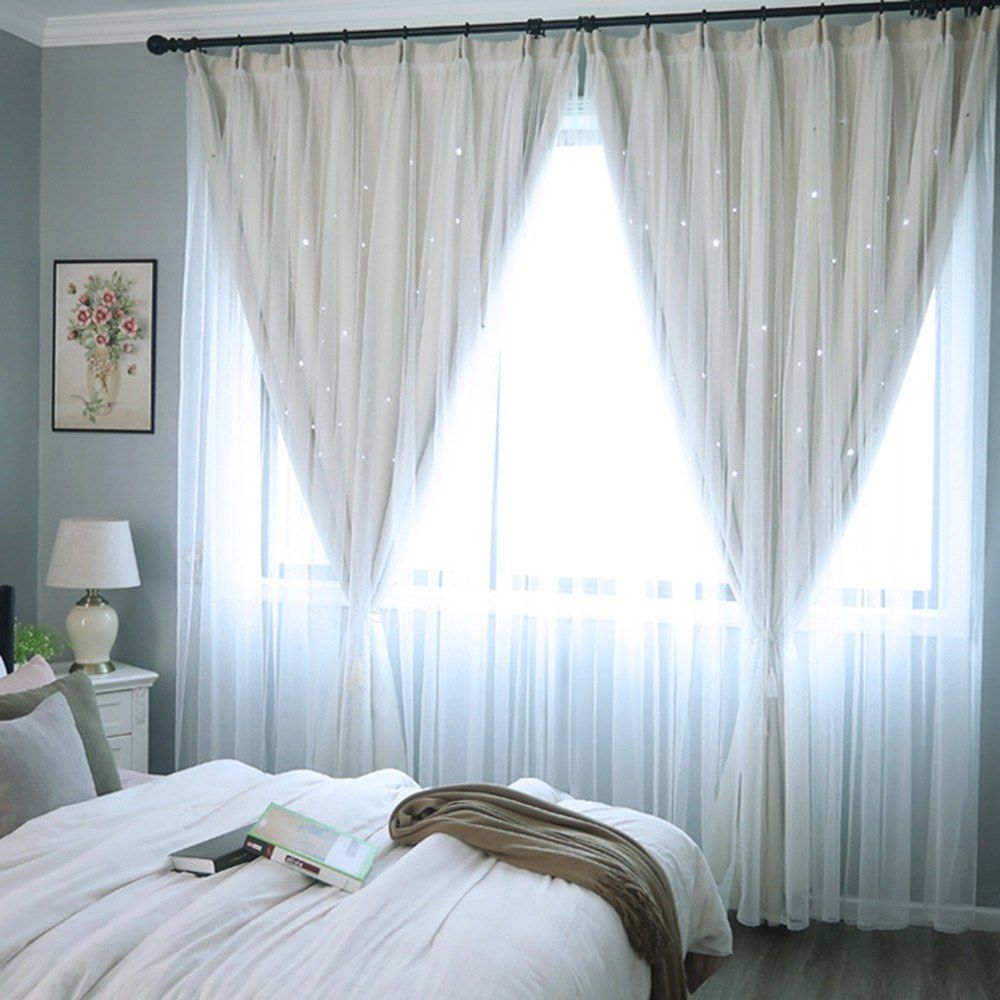 Window Curtain Hollowed Out Stars Shading Curtain Drape