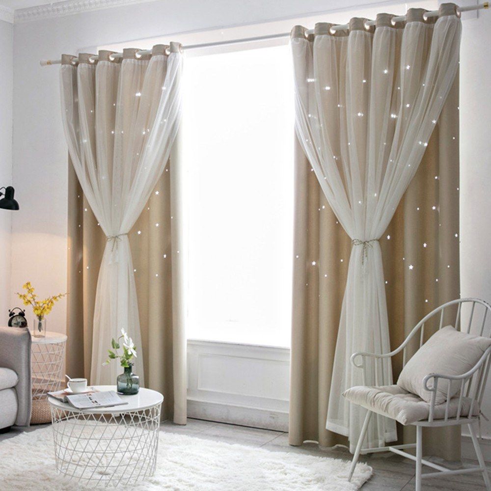Window Curtain Hollowed Out Stars Shading Curtain Drape