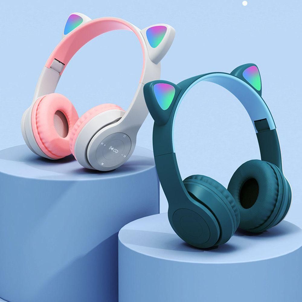 New Bluetooth Headset Cartoon Luminous Cat Ears Stereo Headset Purple