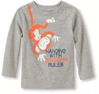 Longsleeve 'Hanging With Grandma Rule' Monkey Graphic Tee