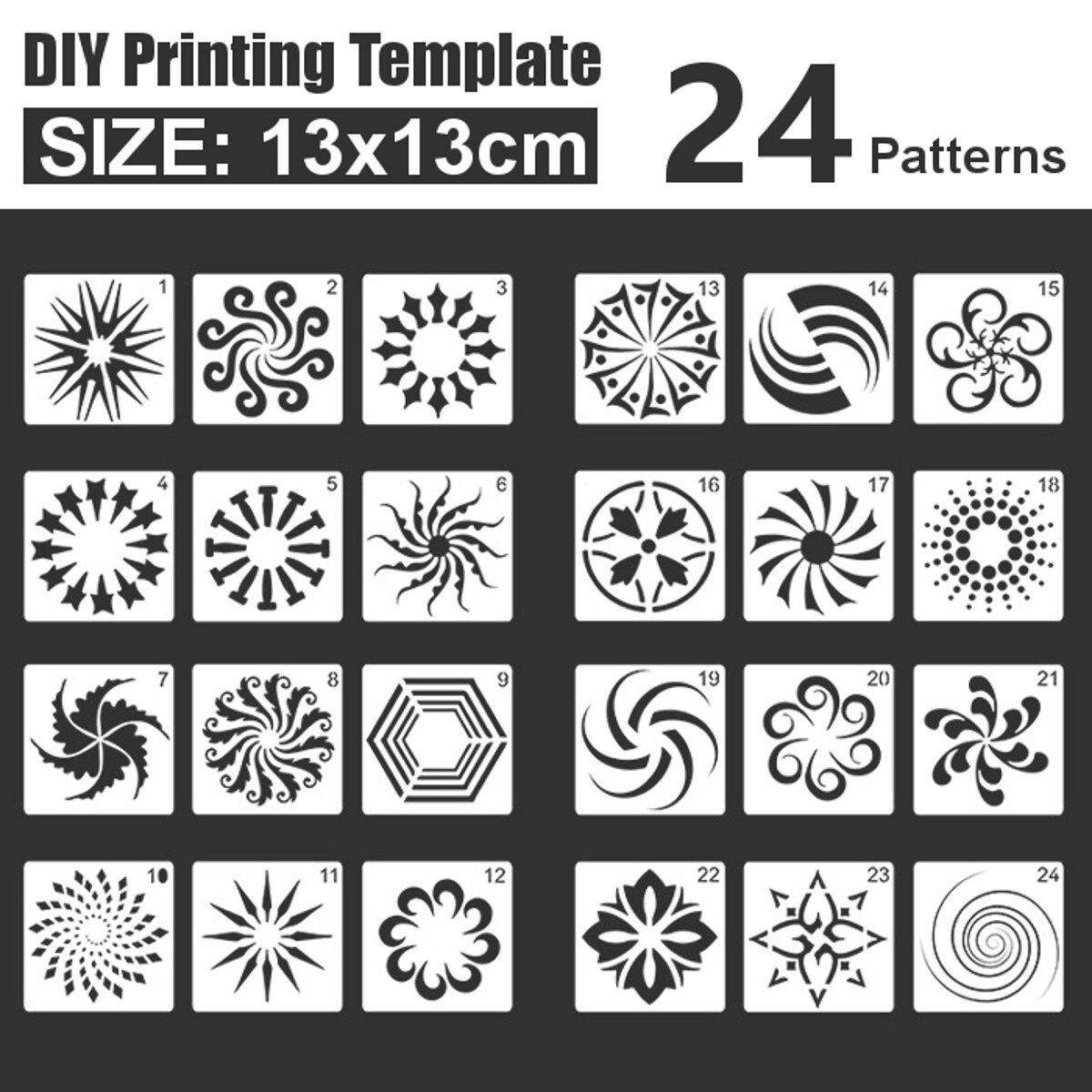 24 Patterns DIY Mandala Printing Template Embossing Craft Art Tools