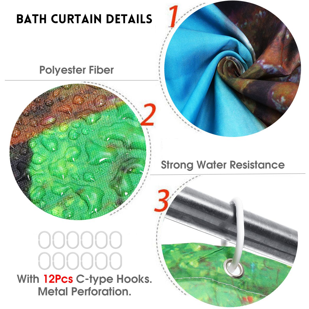 3D Waterfall Nature Scenery Bath Shower Curtain Water Resistant Bathroom