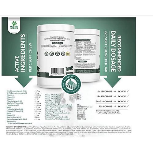 5 In 1 Multivitamin For Dogs,  225 Chews