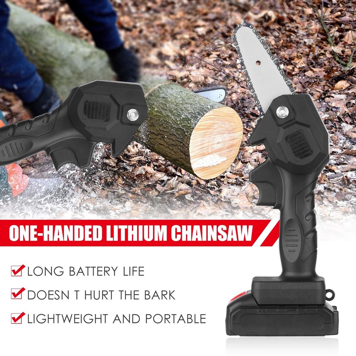Mini Chainsaw 4-Inch Cordless Electric Protable Pruning Saw