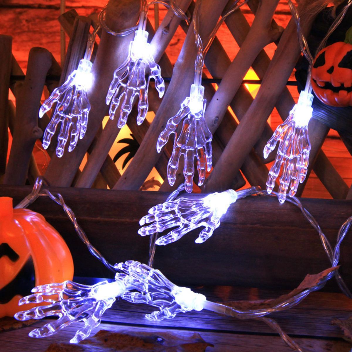Halloween String Lights Skeleton Hand Halloween Decoration Light Holiday Decorative Lights String Atmosphere Lamp Home Decor Window Curtain Light