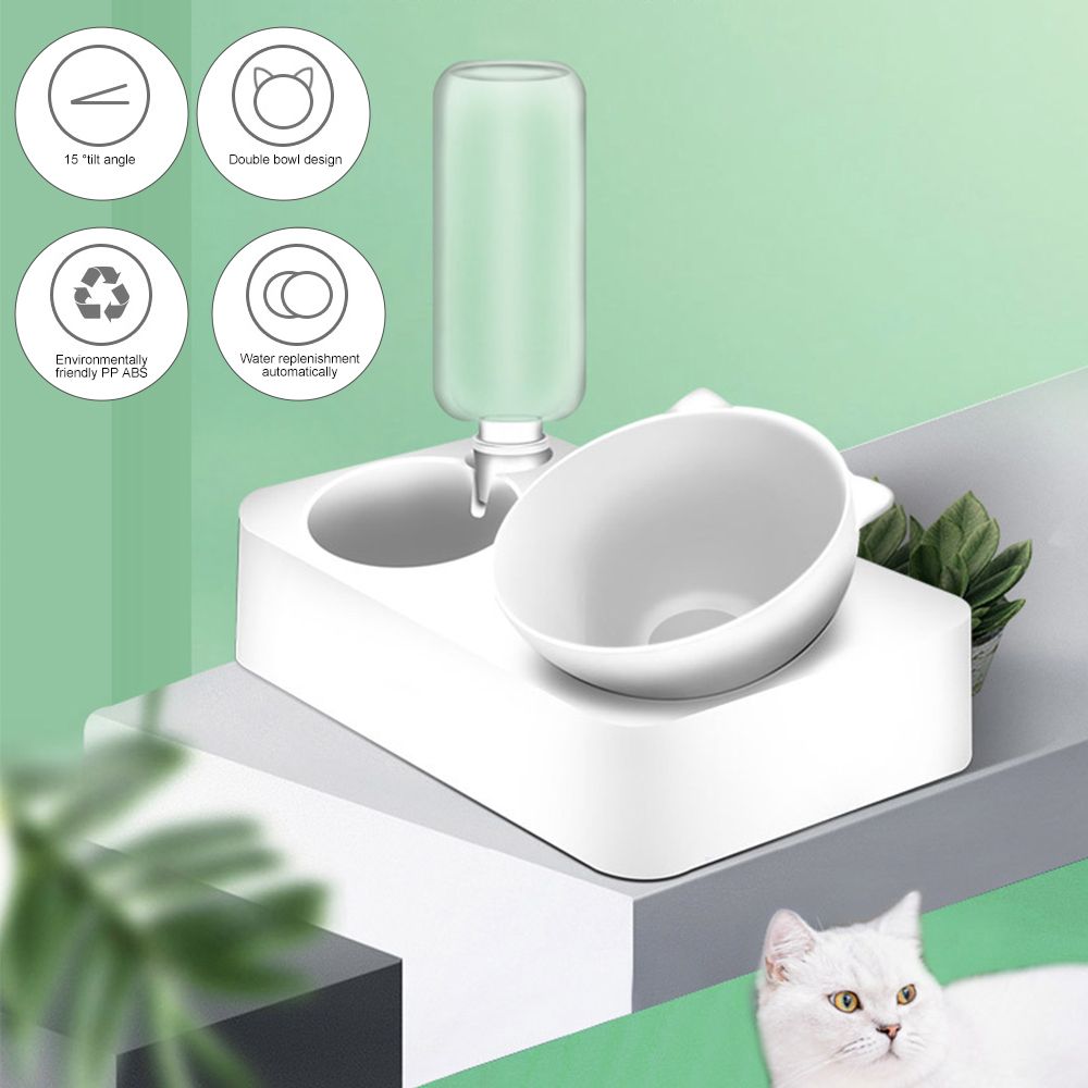 Pet Dog Cat Double Feeder Water Bowl Neck Protection Bowl 15