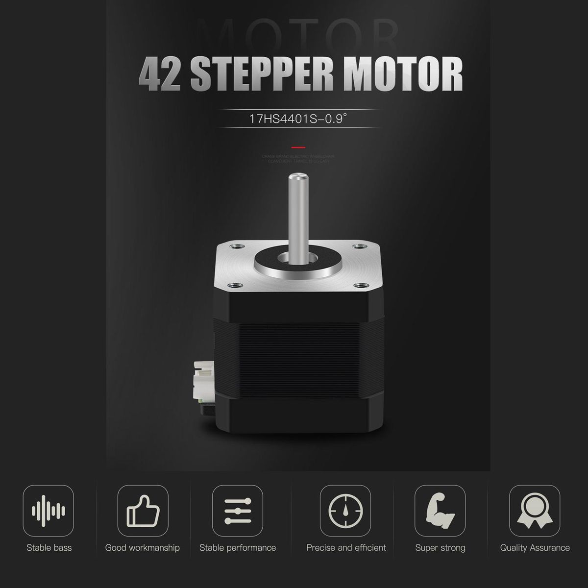 42 Stepper Motor 2 Phase 0.9 Degree Step Angle Low Noise 17HS4401S Stepping Motor with 1m Cable for CNC 3D Printer