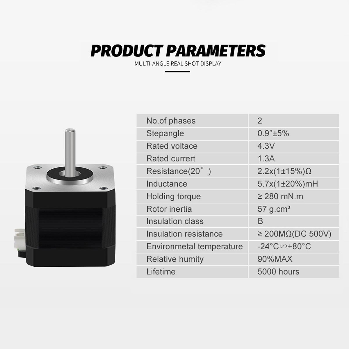 42 Stepper Motor 2 Phase 0.9 Degree Step Angle Low Noise 17HS4401S Stepping Motor with 1m Cable for CNC 3D Printer
